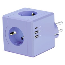 티메코 SF코팅 큐브 디자인 멀티탭 4000W 고용량 3구 (USB-A 2개 C타입 1개), 1개, 라벤더 SF01, 7.6cm