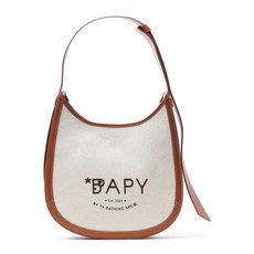 BAPY BY A BATHING APE 베이프 정품 LEATHER TRIM CANVAS HOBO L 아이보리