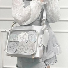 가죽숄더백 이타백 투명가방 일본 스쿨백 MBTI 실버 여성 핸드 우아하고 귀여운 대용량 JK PVC 디자이너