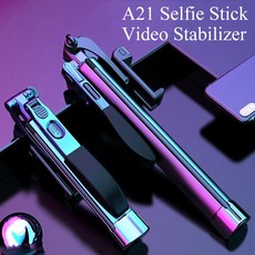 A21 무선 Selfie 스틱 비디오 안정기 (삼각대 포함) 손떨림 방지 짐벌 라이브 스탠드 Tiktok 용 셀프 타이머 아티팩트 막대|셀카봉|, 1개, 80cm Black, 단일