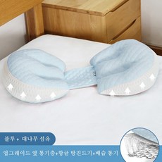 ah 임산부 허리등베개 쿠션 다리베개 임신축하선물 옆침대 받침 U형, 업그레이드 옆 통기층+블루