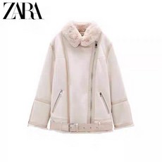 자라 ZARA 인조 퍼 사선 지퍼 스웨이드 가죽 무스탕 자켓