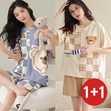 (2세트) 반팔 반바지 홈웨어 상하세트 2종