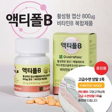 액티폴B 4세대 활성형엽산 800 비타민B 복합제 90정 3달분 임신준비 임산부 엽산