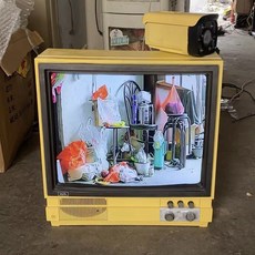 브라운관 tv cctv 레트로 송출기 아날로그 팝업행사 리폼 14인치 재생가능, 17인치 라이트옐로우