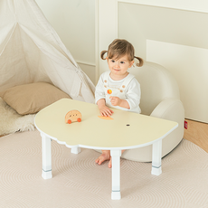 뒹굴러 아기소파 + 리코 테이블 캐릭터 높이조절 유아 책상 세트, 크림베이지, 테디베어