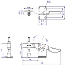 수평 토글 클램프 클램핑 힘 GH-20235 -340kg, 01 은, 01 S