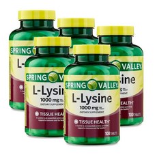 스프링밸리 엘 라이신 1000mg Spring Valley L-Lysine, 5개, 100정
