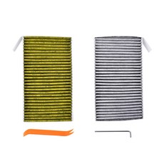 테슬라 모델 3 Y용 HEPA 활성탄 에어 필터 자동 에어컨 요소 교체 키트 캐빈, GREEN with tools, 1개
