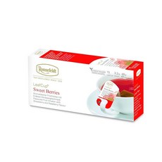 Ronnefeldt LeafCup 스위트 베리 - 라즈베리 및 딸기 맛 과일 차 컵에 걸 수 있는 판지 태그가 개별 포장된 티백 15개 카페인 프리 프루티 티 핫 또는 아이스