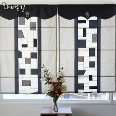 나비손길 린넨 조각보 로만쉐이드 블라인드 단품, 투구꽃