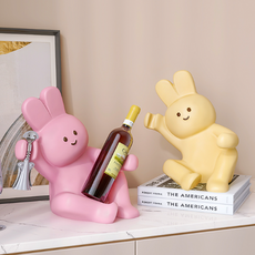 귀여운 컬러 토끼 디자인 와인병 양주병 거치대 인형 와인렉 술진열대, 옐로우토끼, 1개