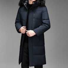 화이트 구스다운 비즈니스 패딩 남성 루즈핏 후드 상의 코트 기모 방풍 오리털 점퍼