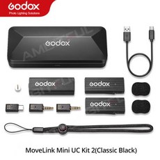 발열필름 열선패드 usb Godox-무브링크 미니 LT UC 무선 마이크 2.4GHz 송신기 수신기 아이폰 호환 C 타입 스마트폰 DSLR 카메라용 소형, 07 UC Kit2 Black