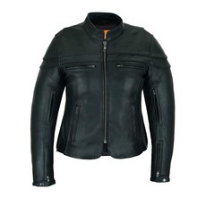 Vance LeatherVance Leather USA 여성용 블랙 왁스 부드러운 소가죽 스포티 스쿠터 크로스오버 바이커 오토바이 라이딩 재킷 블랙.