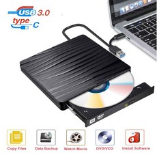 휴대용 DVD 버너 C타입 외장 광학 드라이브 초슬림 USB 3 0 외장 모바일 광학 드라이브 노트북용 CD DVD 라이터, 1개