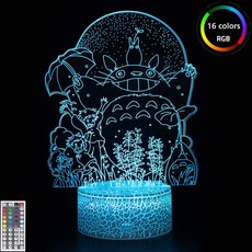 Cartoon Anime Tonari no Totoro Night Light LED for Kids Crack Base Decorative Table Lamp 3D Nihgtla, 1개, 3