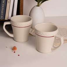 시라쿠스 쉐난고 카디날 레드 라인 머그컵 손잡이 머그잔 (4 type), 2개, 라운드머그 400ml