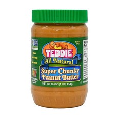 Teddie All 내츄럴 Peanut Butter Super Chunky 6pk 글루텐 프리 & Vegan 16 Ounce Plastic Jar (Super Chunky