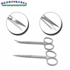 Medro-Korea 의료용 간호사 가위 외과가위 모음, 1개, 의료용 안과가위(곡)11.5cm