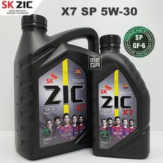 ZIC X7 5W30 SP 4L 1개 + 1L 가솔린 엔진오일, @ 지크 X7 5W30 4L 1개+1L@1개@