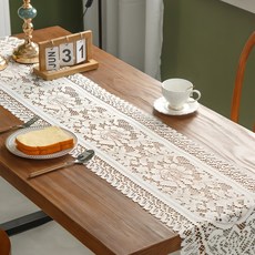 微笑蕾絲桌裝飾桌布, 淺褐色, 33 × 137cm