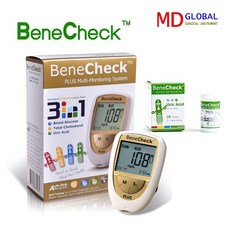 베네첵 신형 3in1 측정기 요산시험지25매 합본 시험지25매당 알콜스왑25매증정 당뇨관리용품 혈당계 1세트