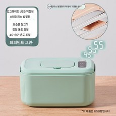 충전식 물티슈워머 휴대용 캡형 물티슈케이스 온도조절, 민트색 LCD 스테인레스 (온도조절), 1개