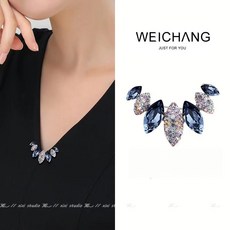 복복복 고급스러운 여성 큐빅 브로치, 1개, 블루