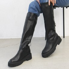 [슈즈앤아트] 소가죽 메종 백 스트링 발편한 롱부츠 4.5cm VE2316