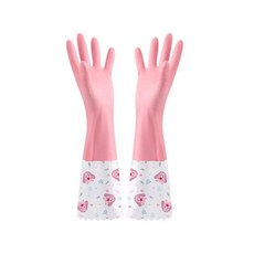 탄성 밴드 커프 겨울 고무 식기 세척 장갑 미끄럼 방지 양털 청, 1개