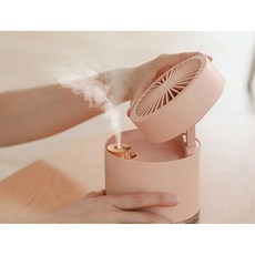 30대여자선물 모던 디자인 무선 미니가습기 겸 선풍기 고시원가습기, 화이트
