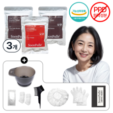 순풀레 순수 100% 천연 헤나 염색 가루 PPD없는 염색약, 순다크브라운+순오렌지, 3개