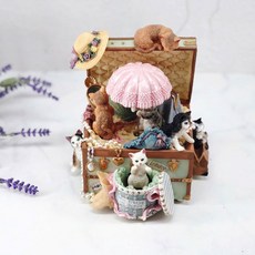 데코위즈 고양이 보석상자 미싱 버스 오르골 인테리어 소품