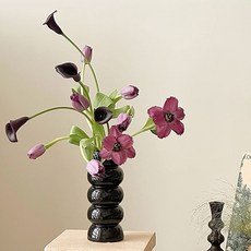 빈티지 오브제 인테리어 화병 도자기 세라믹 2color, 블랙