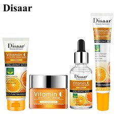 Disaar 4Pcs VC 뷰티 스킨 케어 세트 페이셜 크림 클렌저 에센스 아이 안티 에이징 페이드 라인 모이스춰, 1개