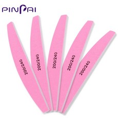 Pinpai 5 pcs 하프 라운드 핑크 200 240 그릿 네일 파일 매니큐어 페디큐어 파일 더블 사이드 샌딩 네일 폴리싱 파일 버퍼, 단일상품
