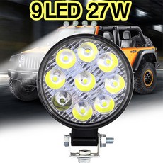 가민 해루질장비 9LED 27W 집어등 써치라이트 캠핑장비 작업등, 1개, 9LED 작업등 미니 원형 27W 보조등 전조등 써치라이트