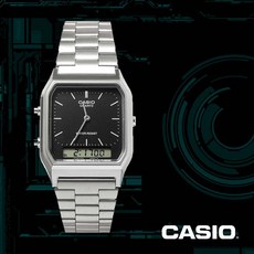 카시오 CASIO AQ-230A-1DHDF (AQ-230A-1D) 스퀘어 빈티지 듀얼타임 공용 메탈시계 29X33mm