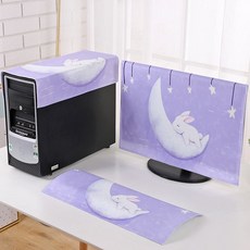 LCD보호커버 컴퓨터커버 먼지방지커버 탁상 보호 액정 모니터 키보드 본체 22inch24inch27스크린 식탁보, C03-24인치, T23-달모양 토끼-3세트