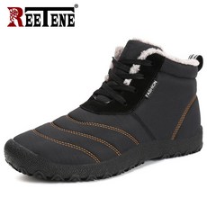 Reetene 남자를위한 온난 한 남자 겨울 시동 온난 한 모피 방수 장화 단화 견면 벨벳 남자의 발목 눈 시동 bota