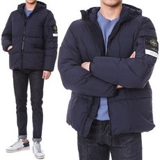 스톤 아일랜드 [명품]스톤아일랜드 와펜 크링클랩스 덕다운 후드 패딩점퍼..