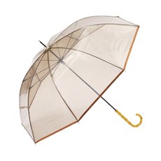 Wpc. 58cm RWS-22004-LU 우산 [비닐 우산] 뱀부 크리아 엄브렐러 브라운 긴 우산 여성 큰 대나무 핸들 투명 빛나는 유리