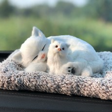 자동차 냄새 제거 장식품 차량용 액세서리 강아지 고양이 대나무 숯 패키지, 흰고양이 모자, 1개
