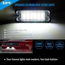 KDM LED 번호판 조명 어셈블리 포드 머스탱 20152023에 적합 후면 범퍼 태그 램프 교체 6000K 브라이트 화이트 2팩, KDM LED 번호판 조명 어셈블리 포드 머스탱 201