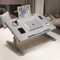 접이식 책상 높이조절 접이식 침대 학생 침실 노트북 테이블 보드, 그레이 60x40cm