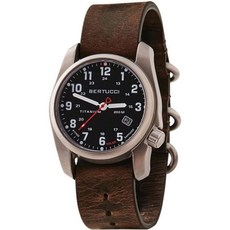 베르투치 A-2T 솔라 클래식 시계 | Alpina Brown Duraform 가죽 밴드가 블랙 다이얼 매트 태양열 구동 200M 저항 DX3 필드