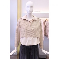 오즈세컨 케이블 니트 레이어 탑 O22CAWTOW33W