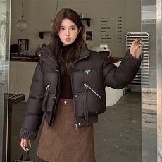 더블유 레이어드 카라 숏패딩