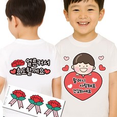 어버이날 생신 이벤트 간편접착 일회용 의류스티커 카네이션 스티커, 1개, 3.할머니 남아 효도세트 1개, 3.할머니 남아 효도세트